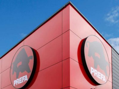 100 fachadas modernas de empresas para se inspirar fachada-fabrica-acm-vermelho-400x300